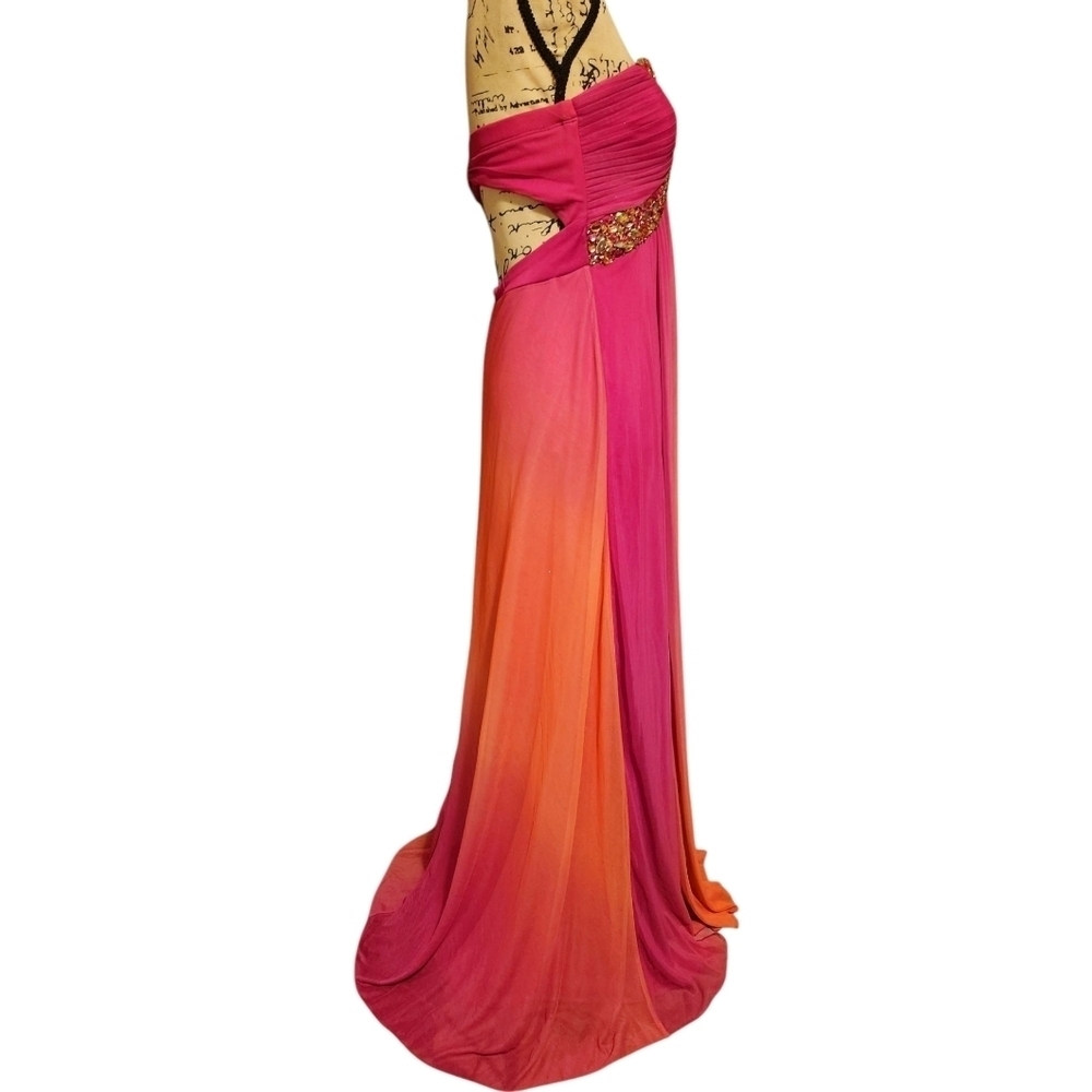 My Michelle Pink & Coral Ombre Strapless Dress - Picture 8 of 14